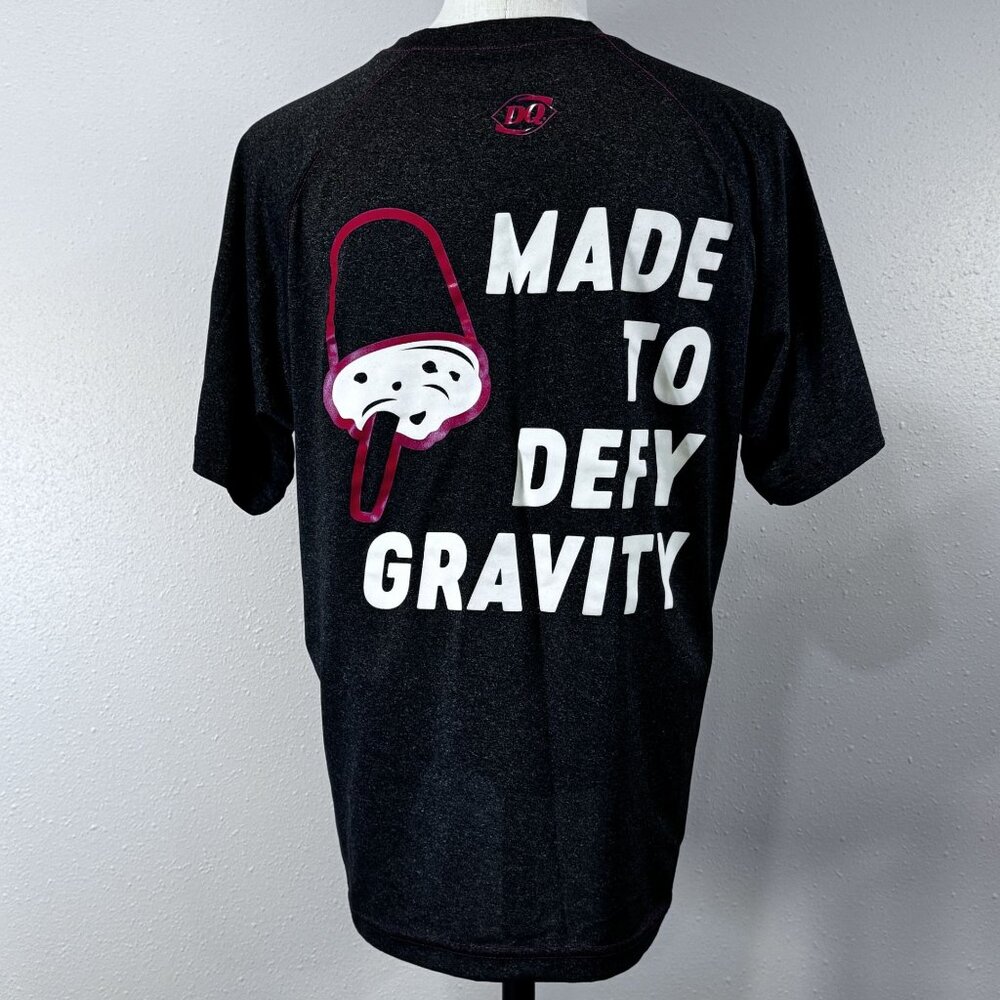 Dairy Queen Made To Defy Gravity Uniform T-Shirt Sz S Black Red Ribbon Blizzard
